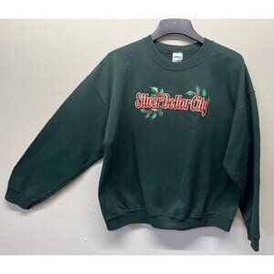 Vintage Silver Dollar City Crewneck Sweatshirt Christmas XL Dark Green Unisex